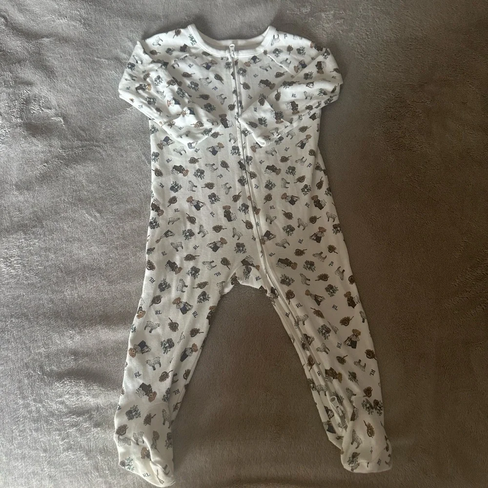 Ralph Lauren Kids' White Printed Footie